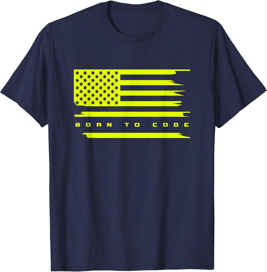 Born to Code Coding Apparel - Computer Programmer Coder T-Shirt - Navy Blue