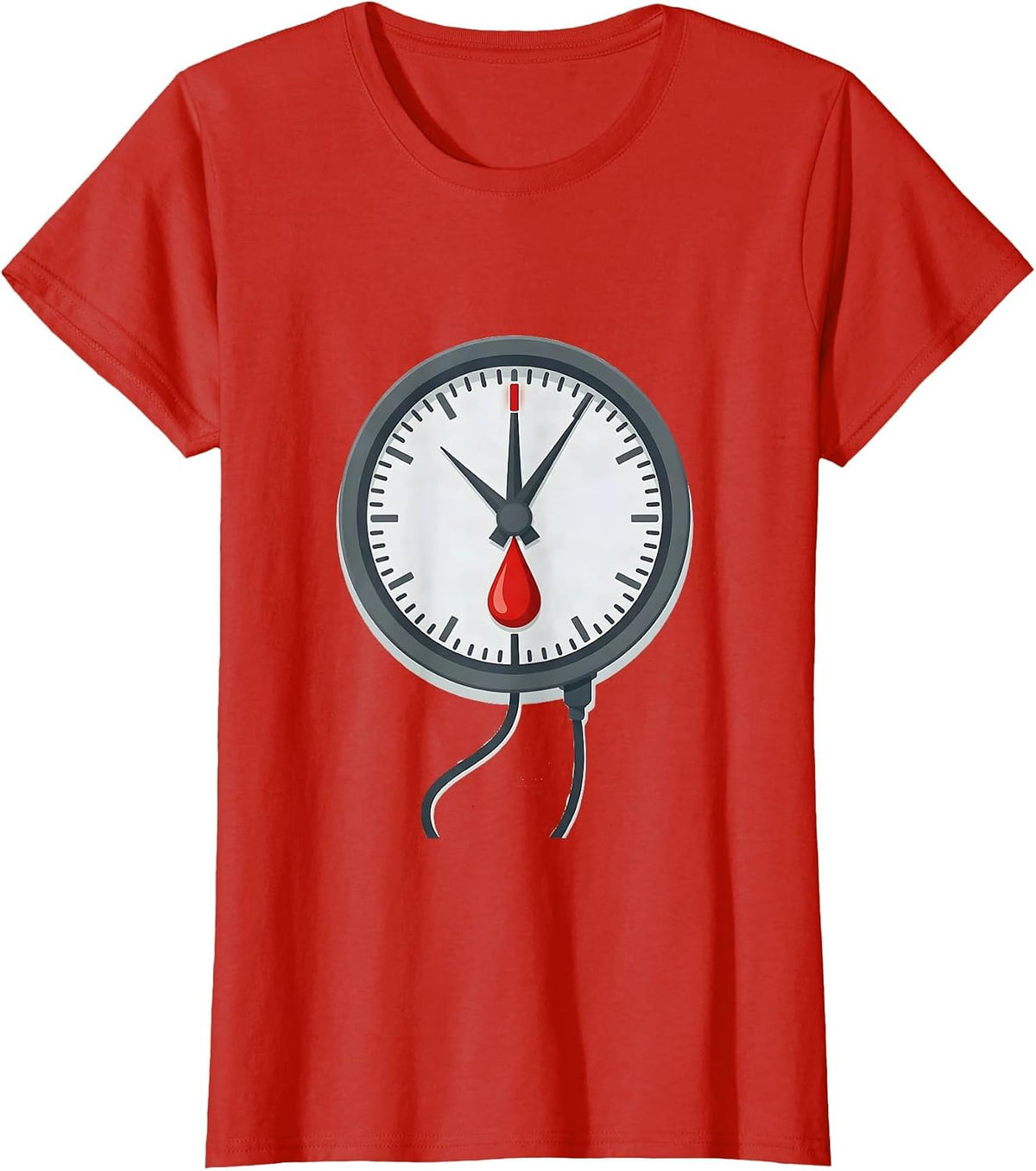 Women's IV Flow-Rate Regulator Clock Nurse Crew New Year Eve Party T-Shirt - Red