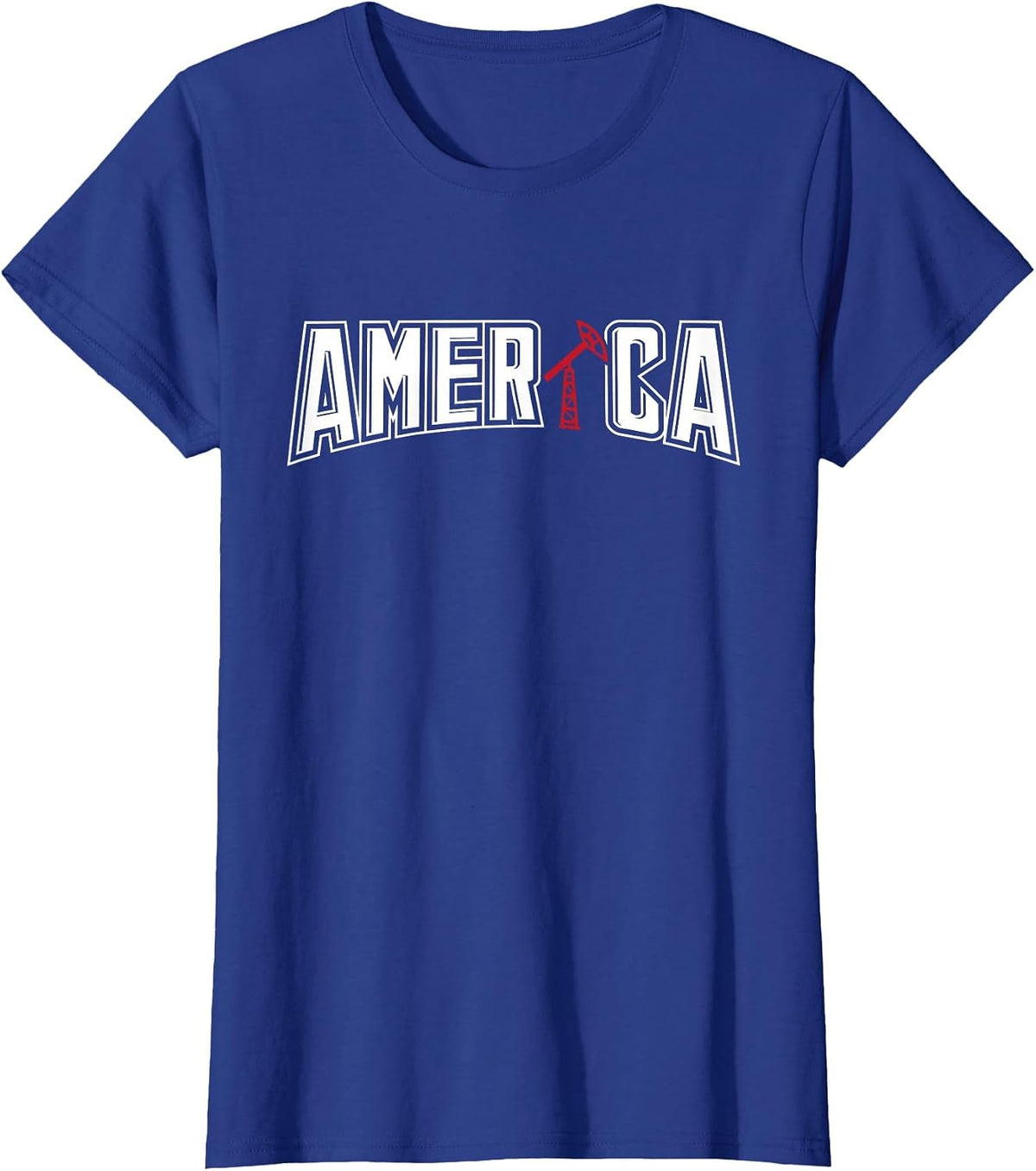 Patriotic America Oilfield Worker Oilman Oil Rig Drilling T-Shirt - Royal Blue