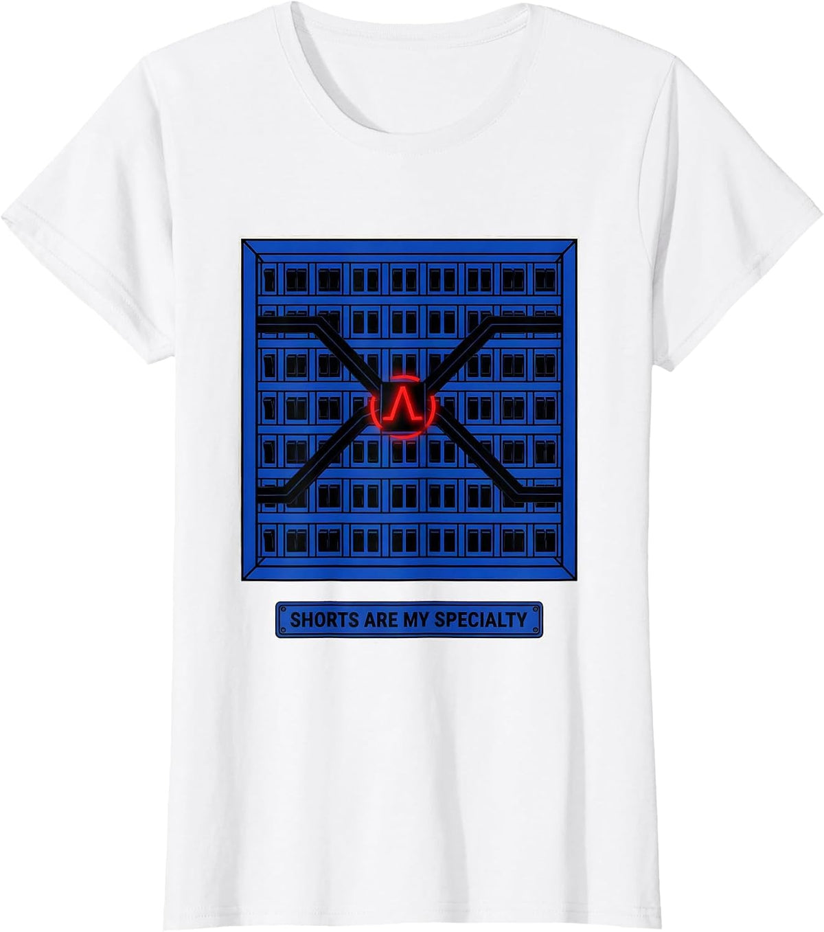 Women's Shorts Are My Specialty Geometric Electrician Trade Deadpan T-Shirt - White