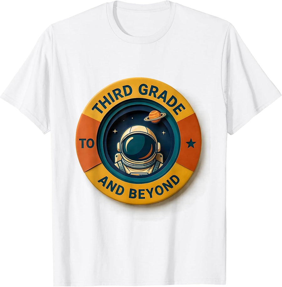 To Third Grade And Beyond Astronaut Back To School First Day T-Shirt - White