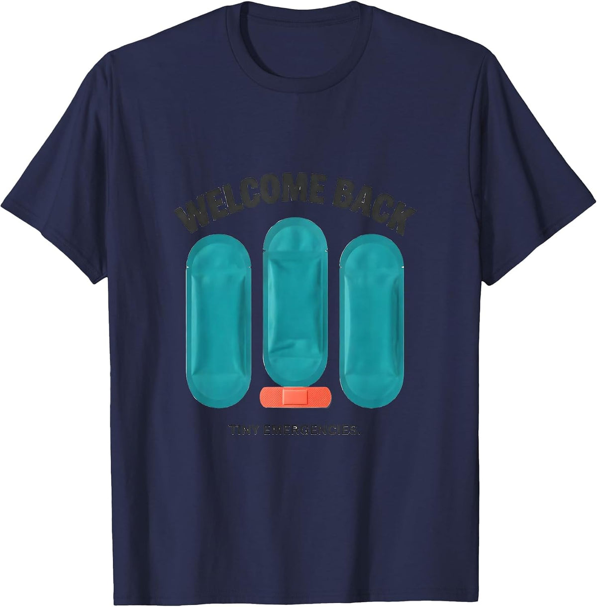 Men's Welcome Back Tiny Emergencies Cute School Nurse Ice Pack T-Shirt - Navy Blue