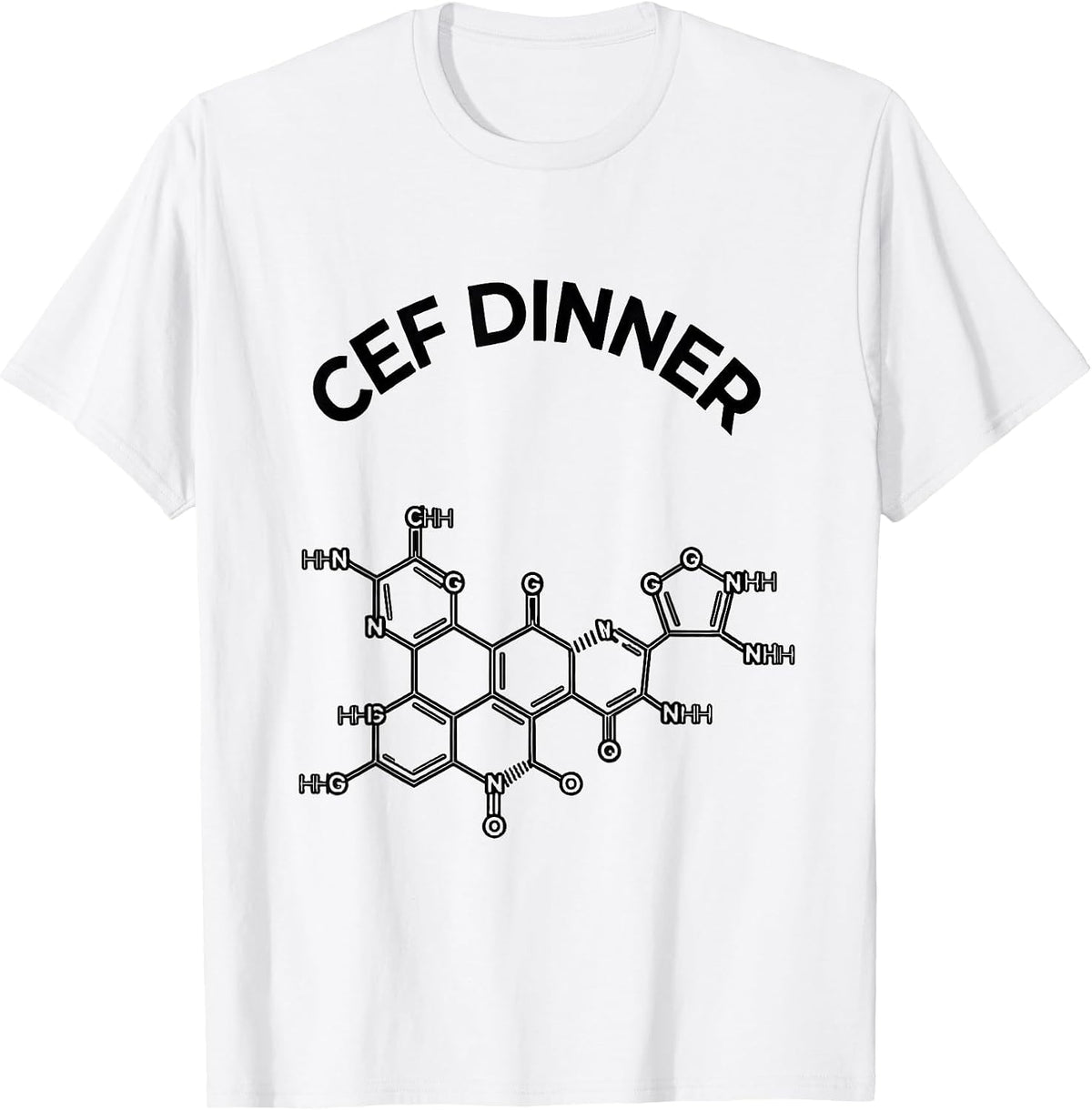 Men's Cef Dinner Thin-Line Cephalosporin Molecule Chemistry Pharma T-Shirt - White