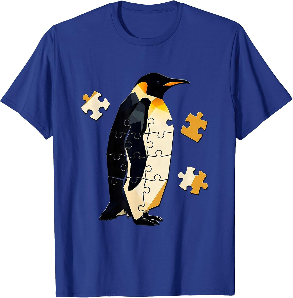 Men's Angular Penguin Silhouette Funny Penguin Lover Gift T-Shirt - Royal Blue