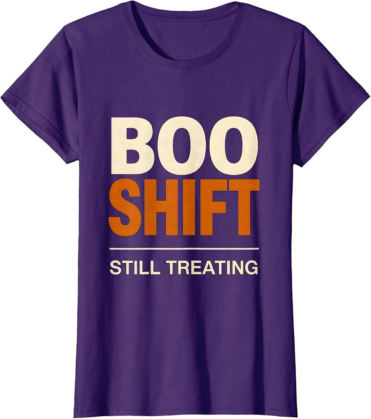 Women's Boo Shift Still Treating Funny Vet Tech Halloween Work Humor T-Shirt - Purple