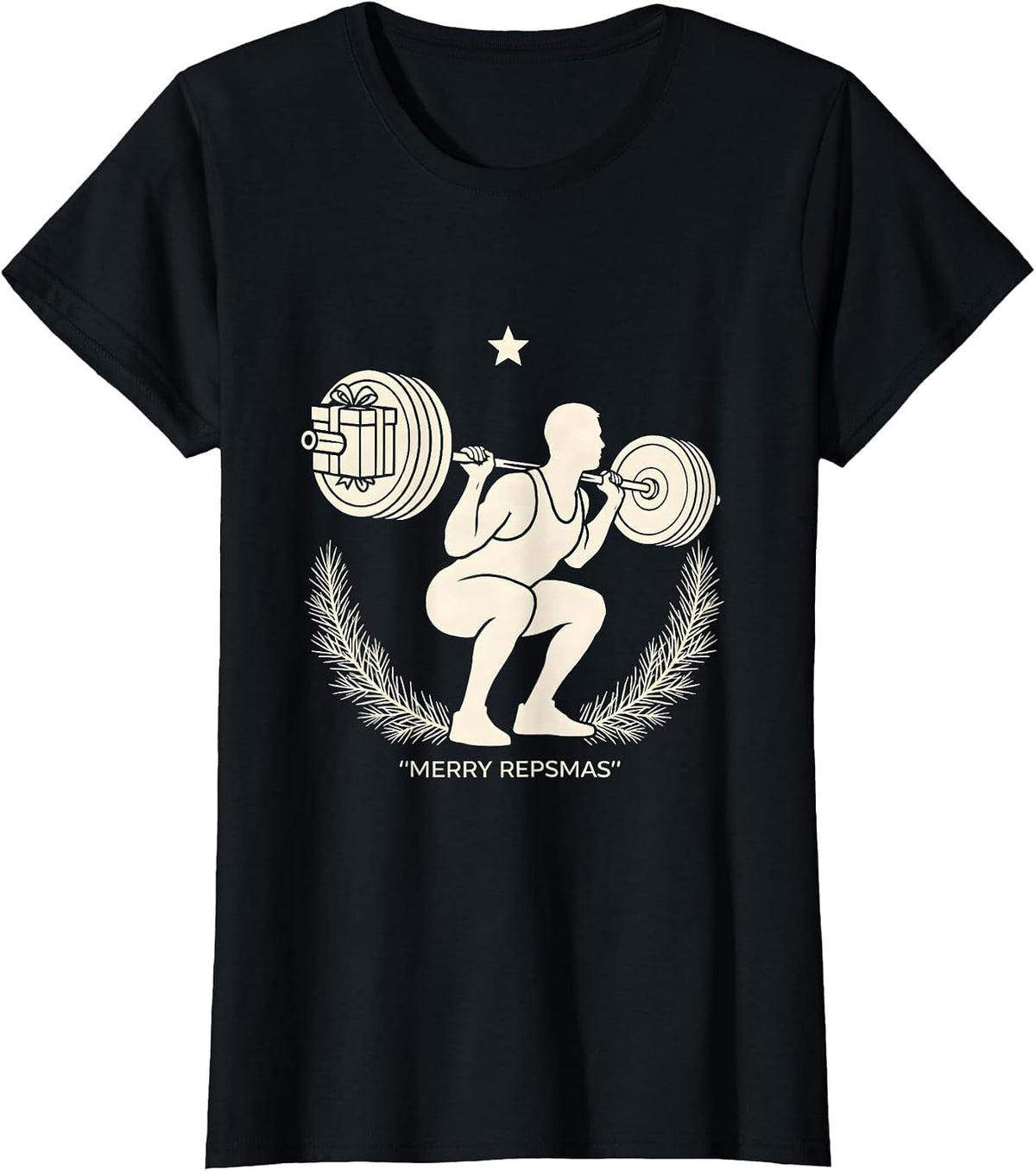 Women's Merry Repsmas Funny Lifter Gift Gym Workout Christmas T-Shirt - Black