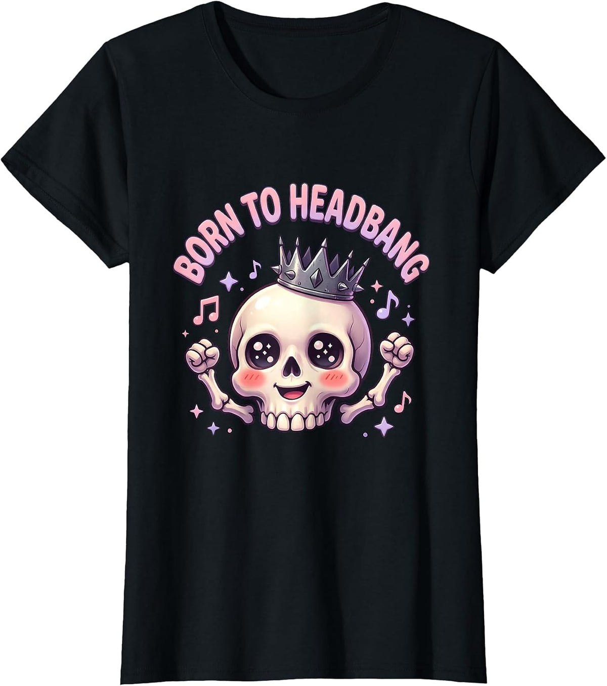 Born to Headbang Heavy Metal Graphic Design T-Shirt - Black