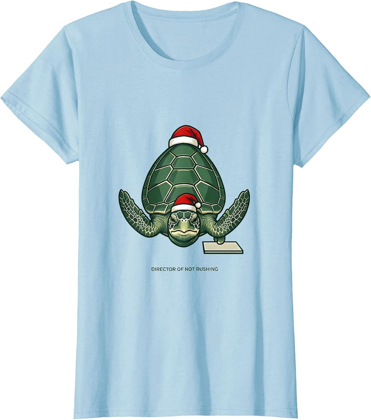 Director of Not Rushing Minimalist Sea Turtle Santa Hat T-Shirt - Baby Blue