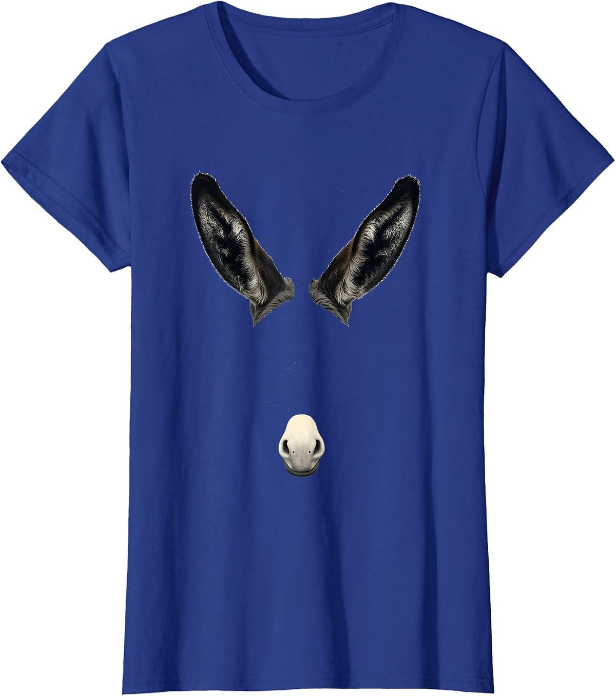 Women's Donkey Ears Funny Animal Lover Novelty Humor T-Shirt - Royal Blue
