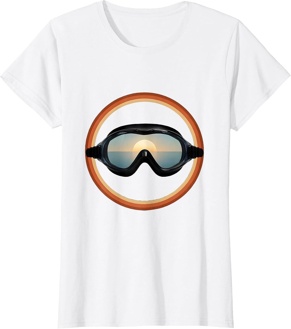 Swimming Goggles Sunset Horizon Graphic Tee T-Shirt - White