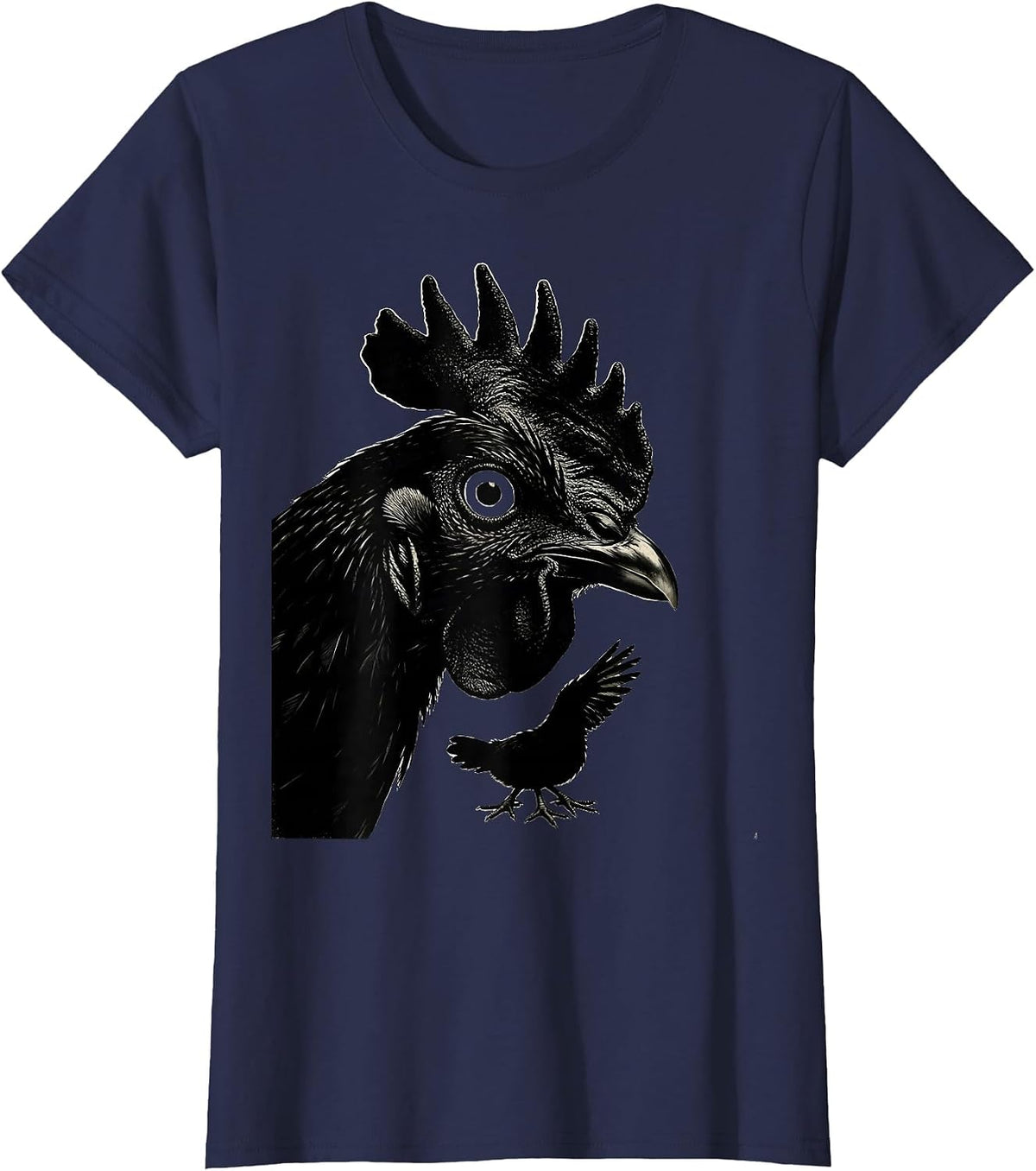 Women's Chicken Head Funny Chicken Lover Farm Animal Humor T-Shirt - Navy Blue