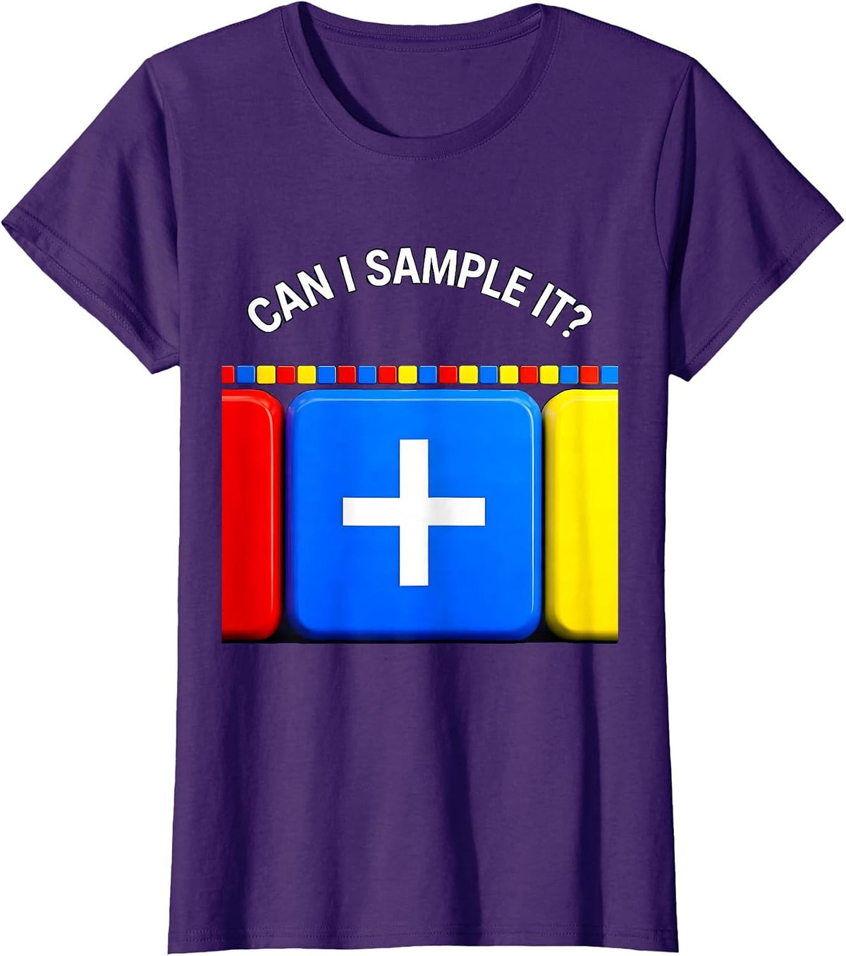 Women's Can I Sample It Funny Periodic Table Chemistry Teacher T-Shirt - Purple