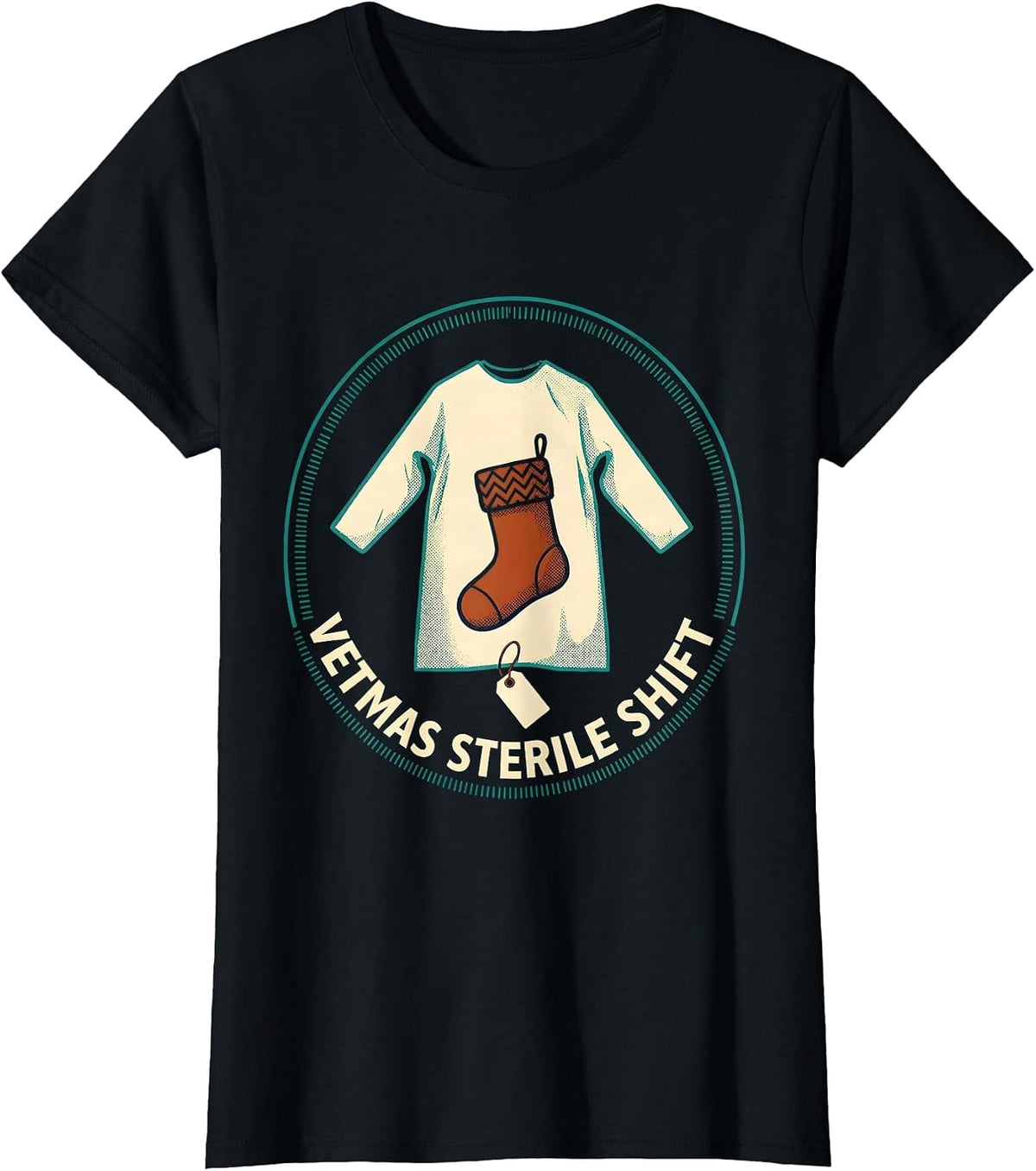 Vetmas Sterile Shift Funny Vet Tech Christmas Veterinary T-Shirt - Black