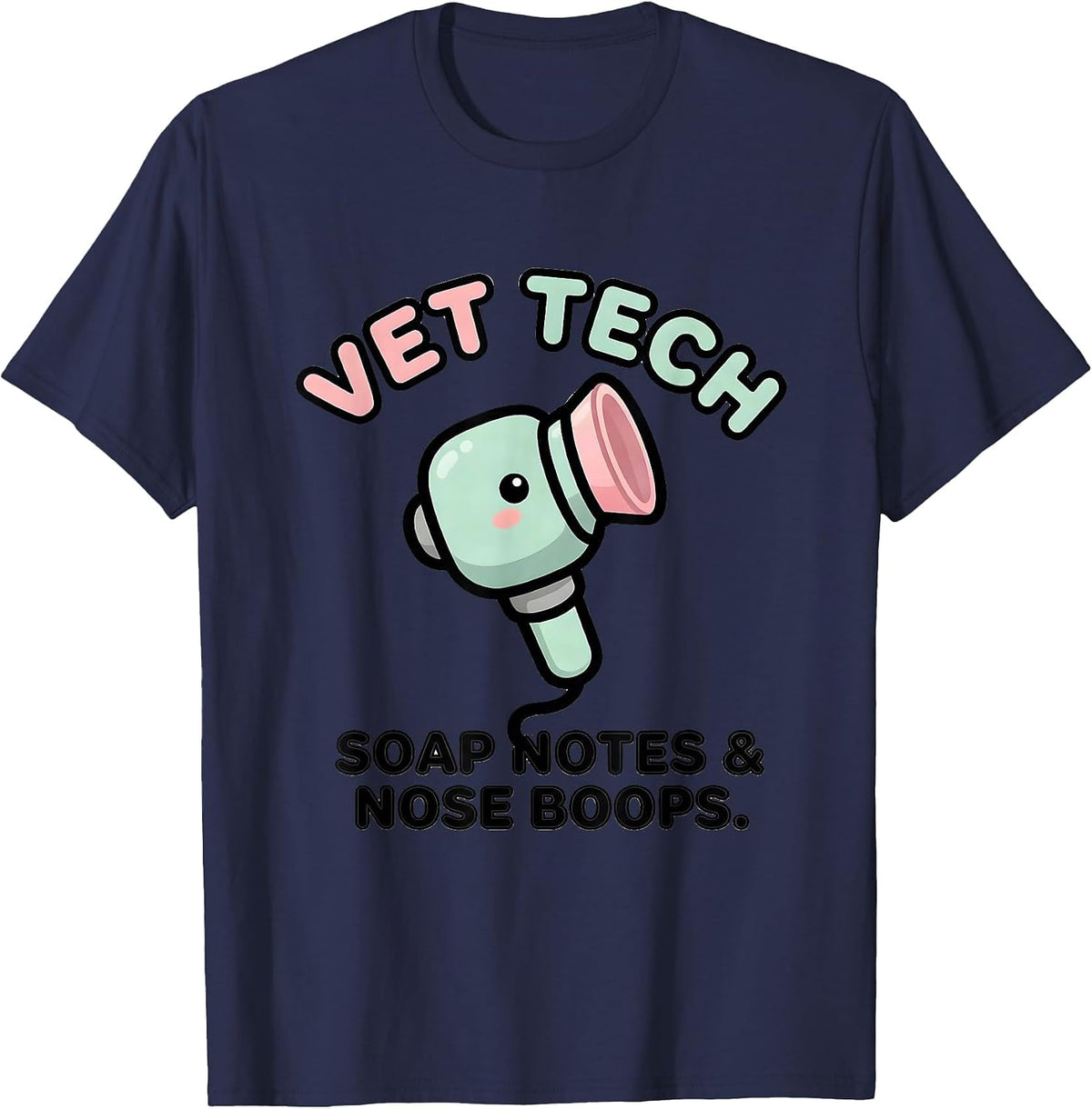 Men's Vet Tech SOAP Notes Nose Boops Cute Kawaii Veterinary T-Shirt - Navy Blue