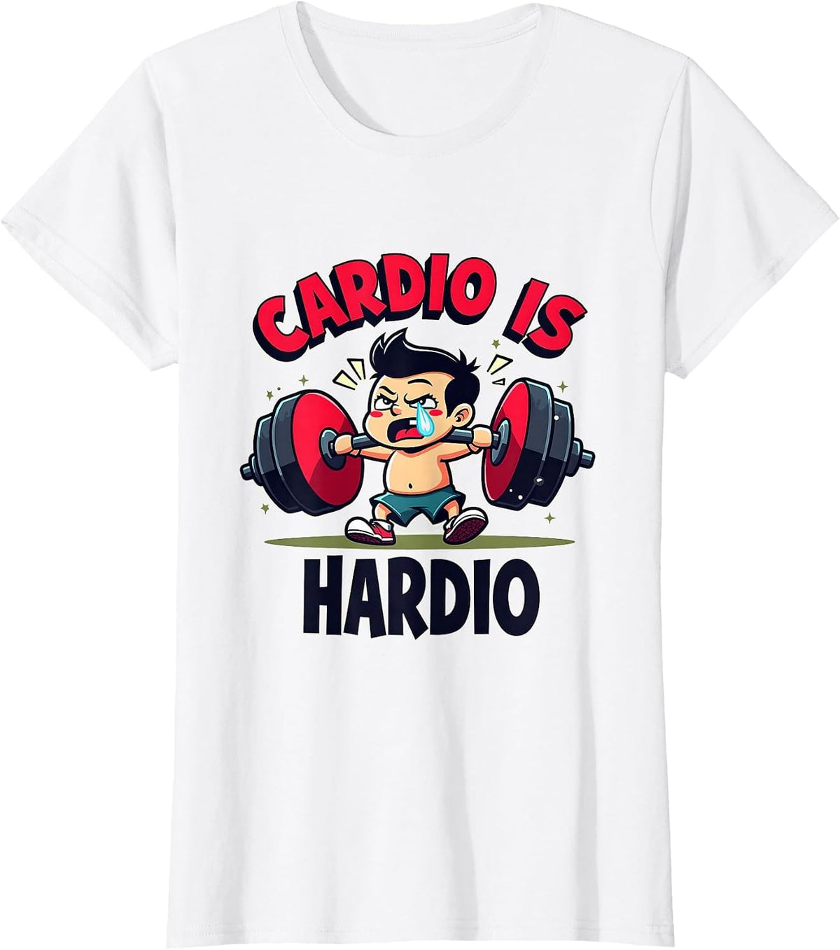 Cardio Is Hardio Funny Workout Gym Design T-Shirt - White