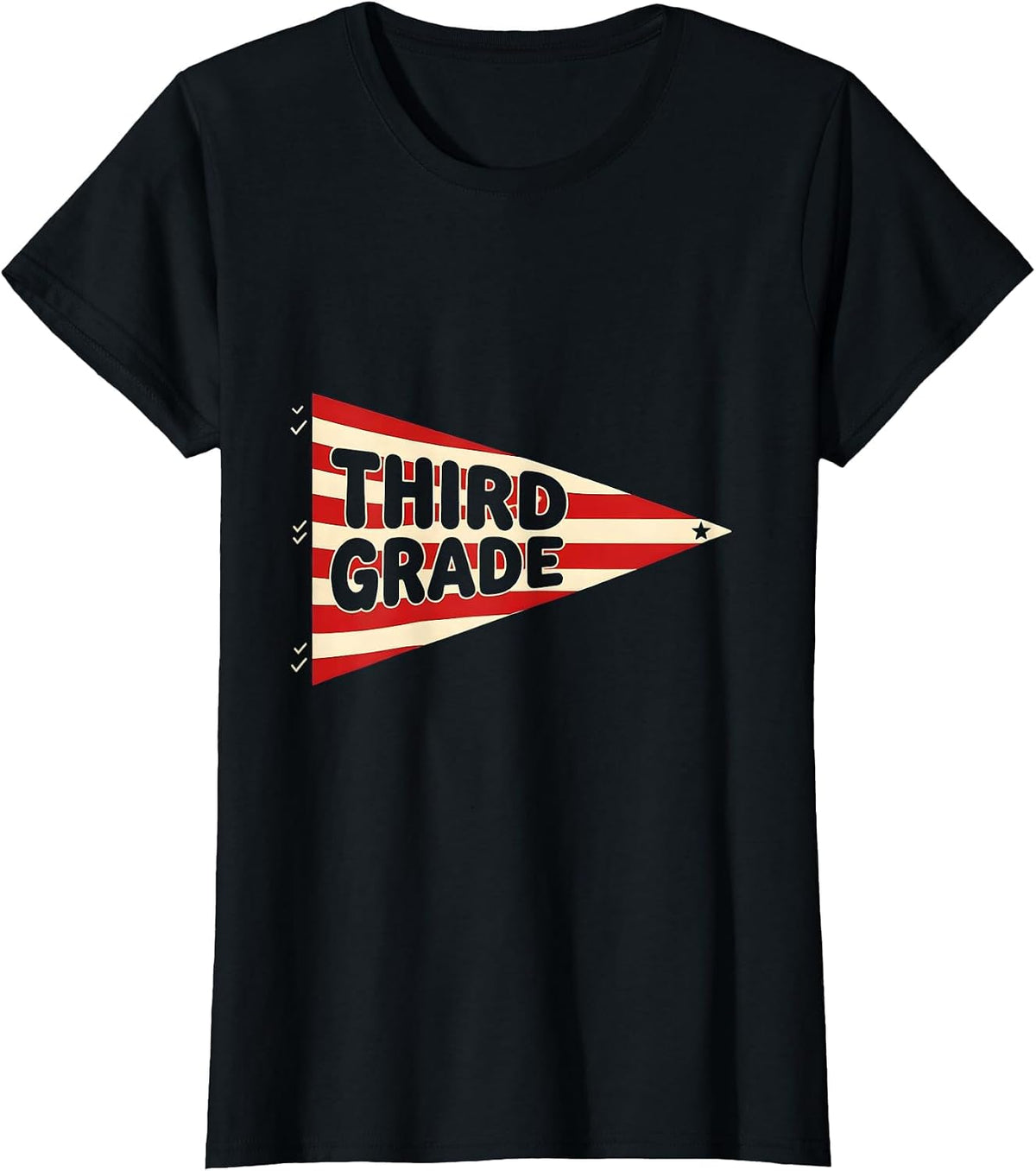 Women's Third Grade Pennant Flag Back to School Third Grade T-Shirt - Black