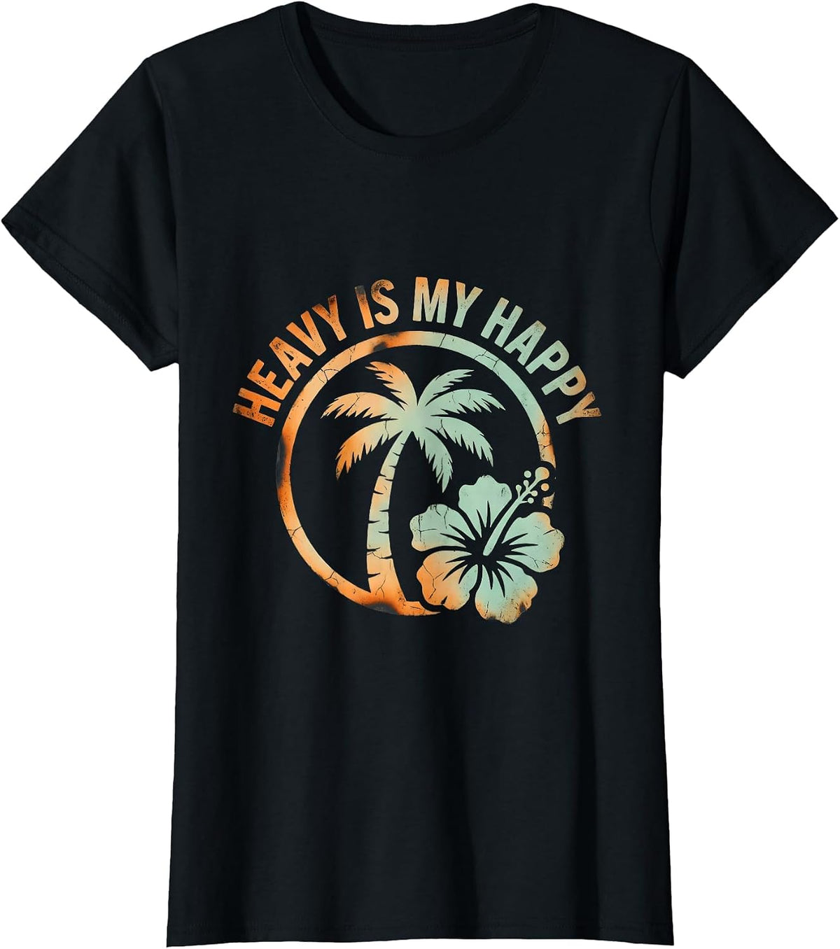 Women's Heavy Is My Happy Grunge Bold Statement Design T-Shirt - Black