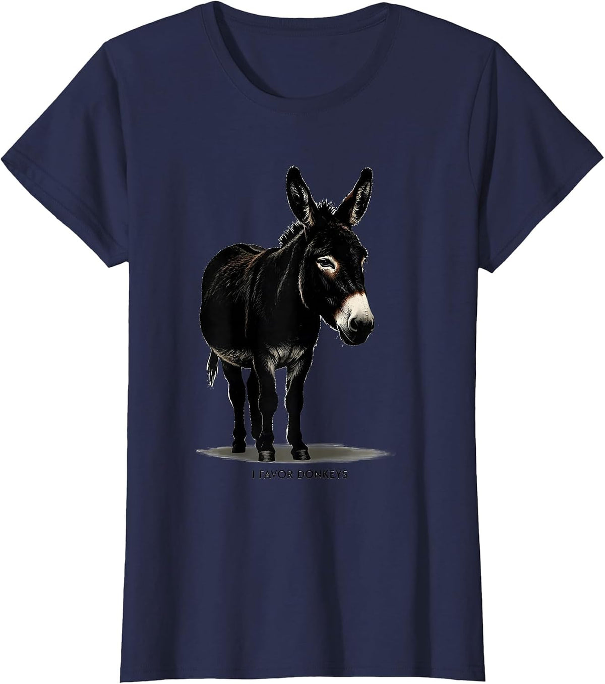 Women's I Favor Donkeys Funny Farm Animal Quirky Humor T-Shirt - Navy Blue