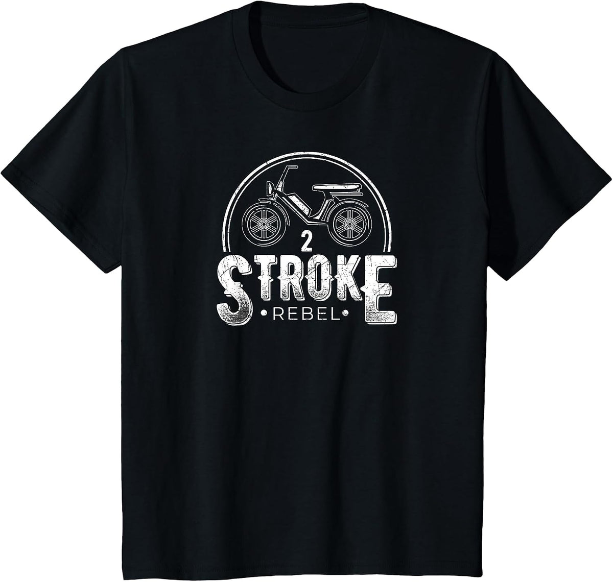 2 Stroke Rebel Funny Moped T-Shirt - Black