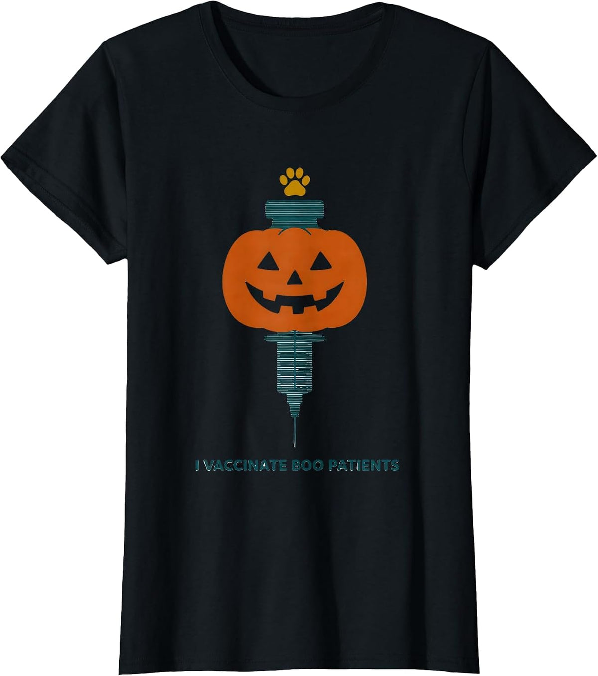 Women's I Vaccinate Boo Patients Funny Vet Tech Halloween Humor T-Shirt - Black