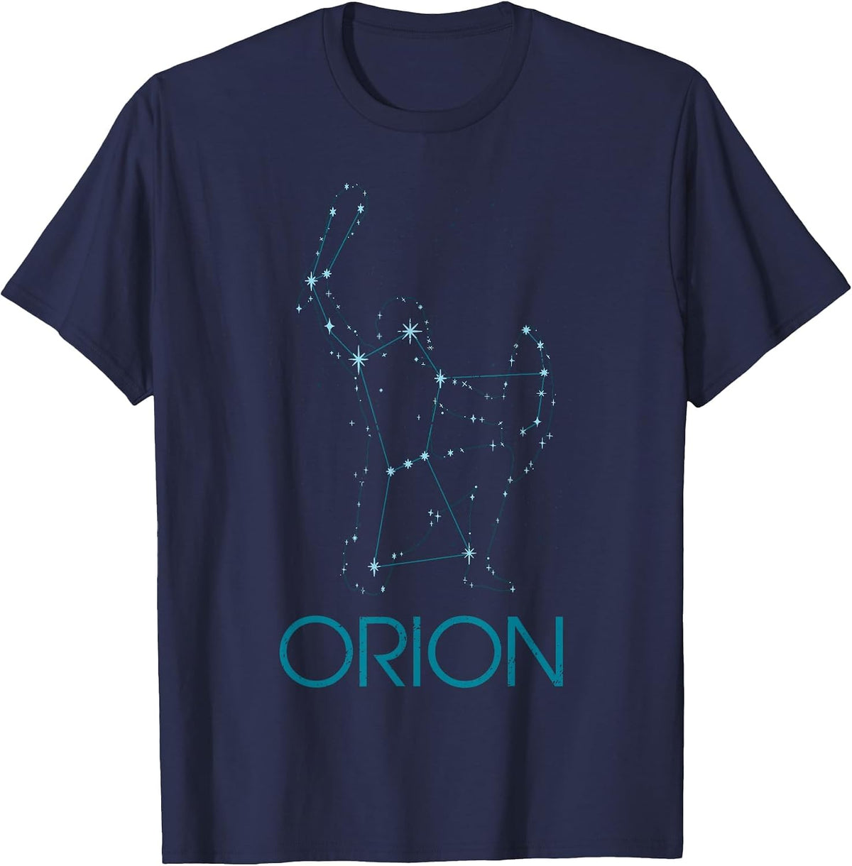 Orion Constellation Star Gazing Astronomy Hunter Line Art T-Shirt - Navy Blue