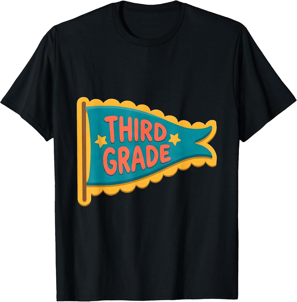 Men's Third Grade Flat Vector Pennant Back To School Girl T-Shirt - Black