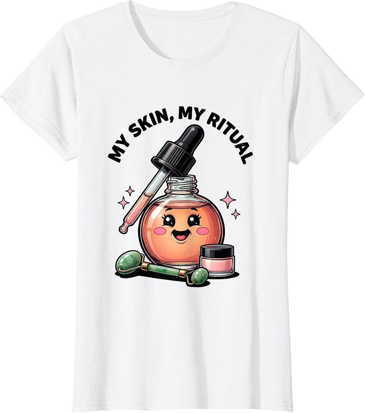 Women's My Skin My Ritual K-Beauty Skincare Design T-Shirt - White