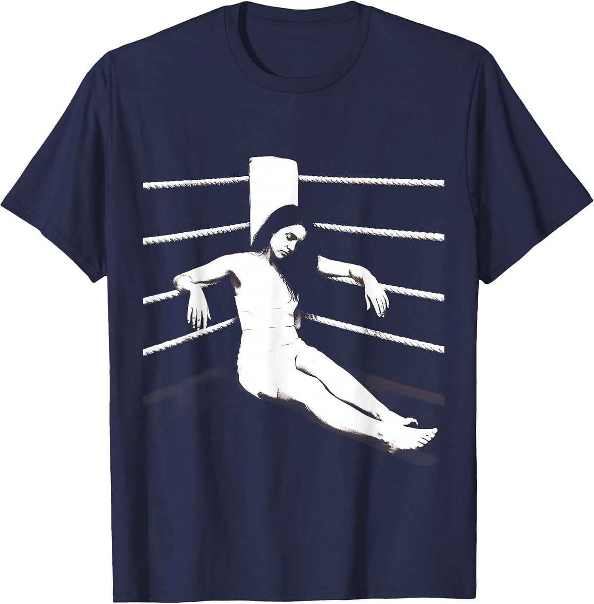 Napping Boxer Corner Rest Funny Boxing Illustration T-Shirt - Navy Blue