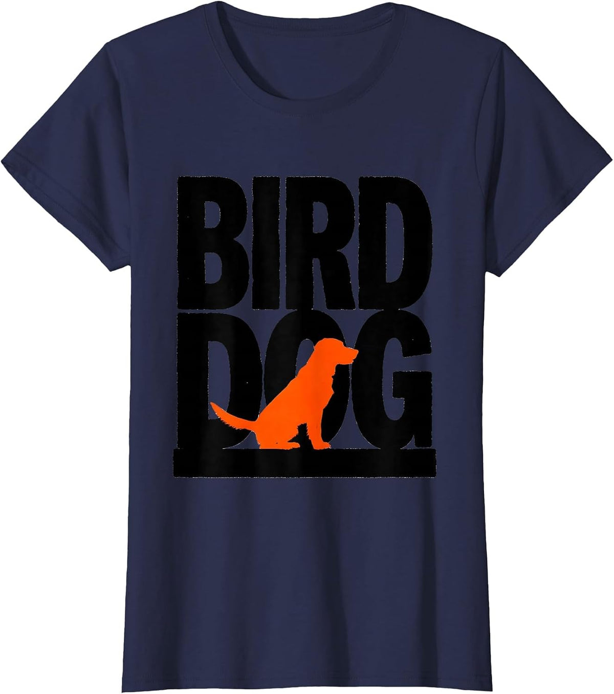 Women's BIRD DOG New Wave Funny Gym Workout Animal Pun Weightlifting T-Shirt - Navy Blue