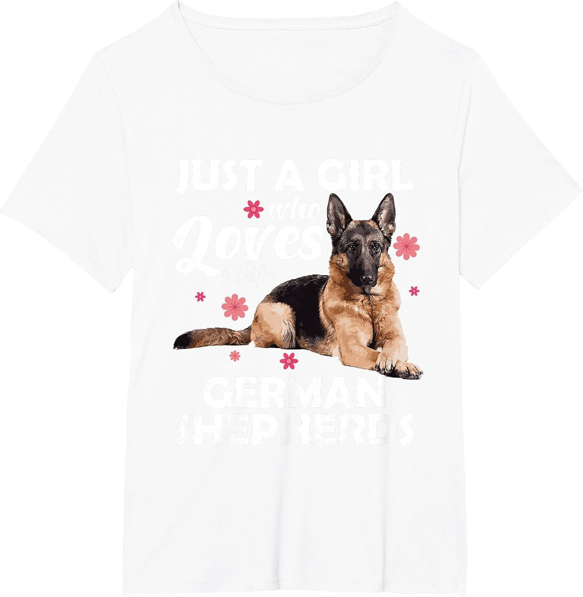 Funny German Shepherd Art for Girls Women Kids Dog Lovers T-Shirt - White