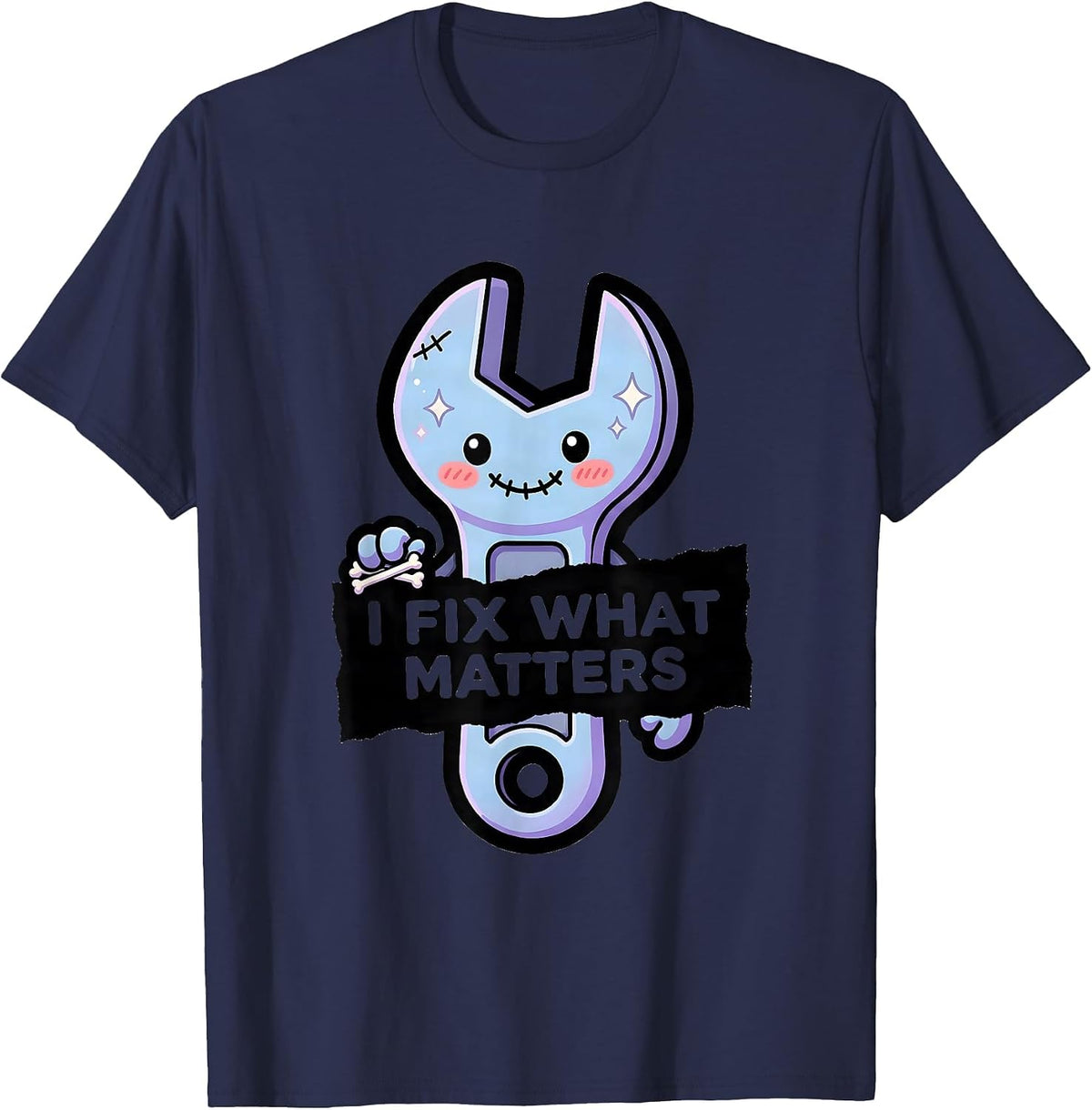 Men's I Fix What Matters Blue Collar Worker Design T-Shirt - Navy Blue