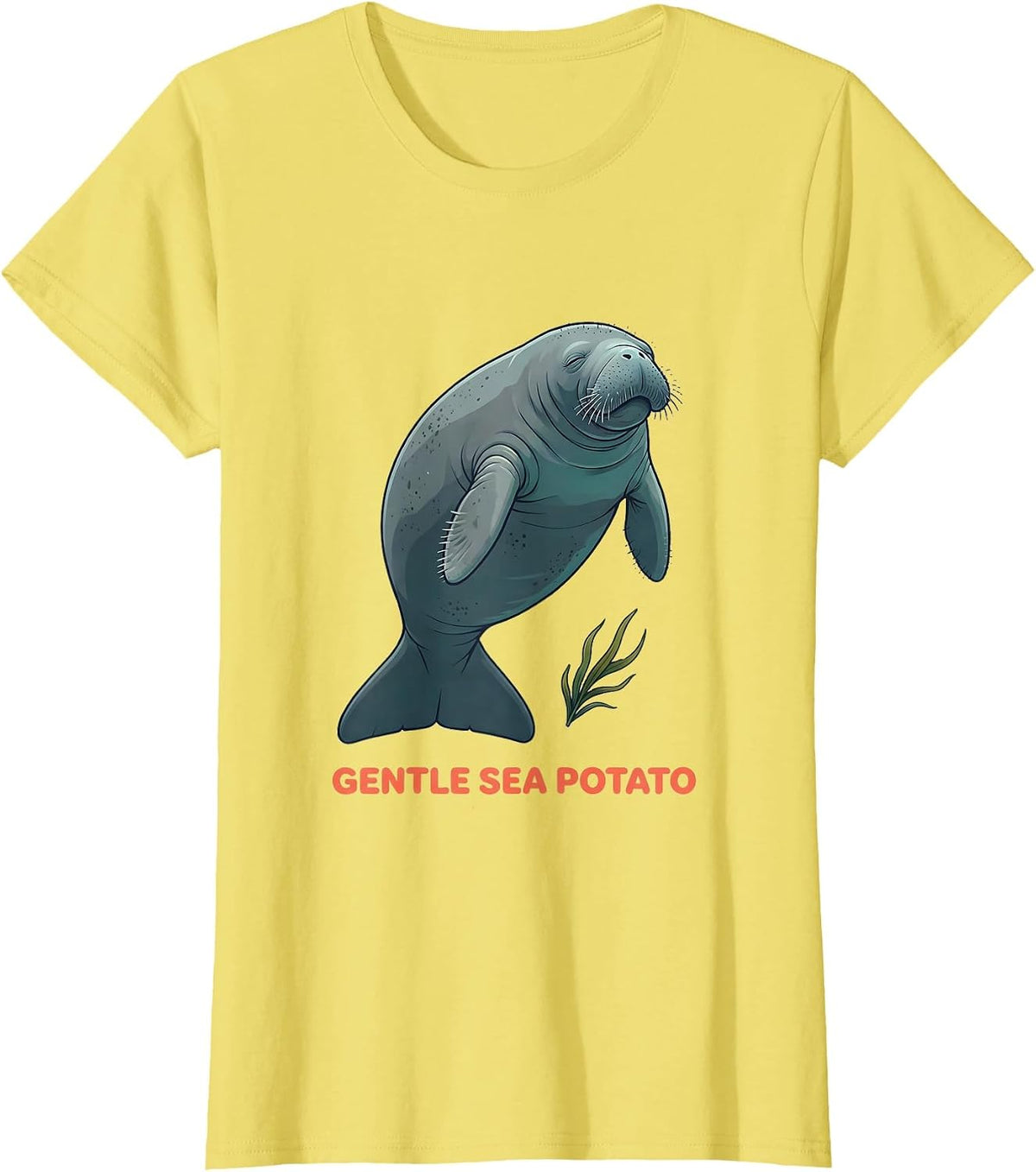 Women's Gentle Sea Potato Funny Manatee Sea Animal Lover Gift T-Shirt - Lemon Yellow