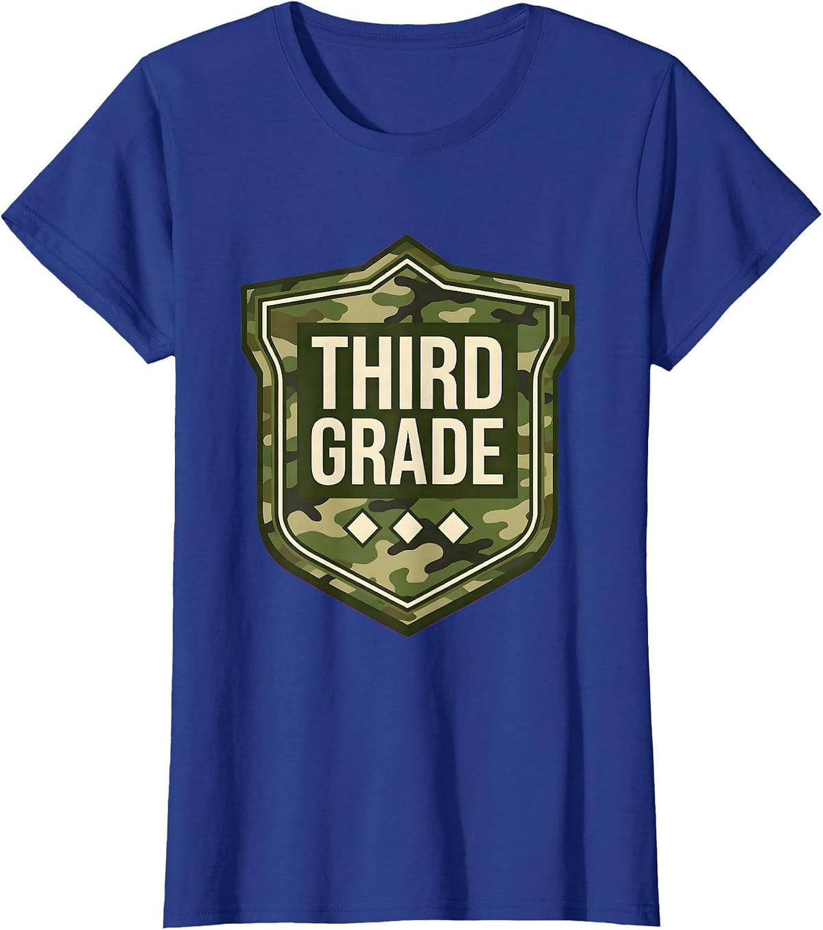 Women's Third Grade Camo Back To School Boys Grade Badge T-Shirt - Royal Blue