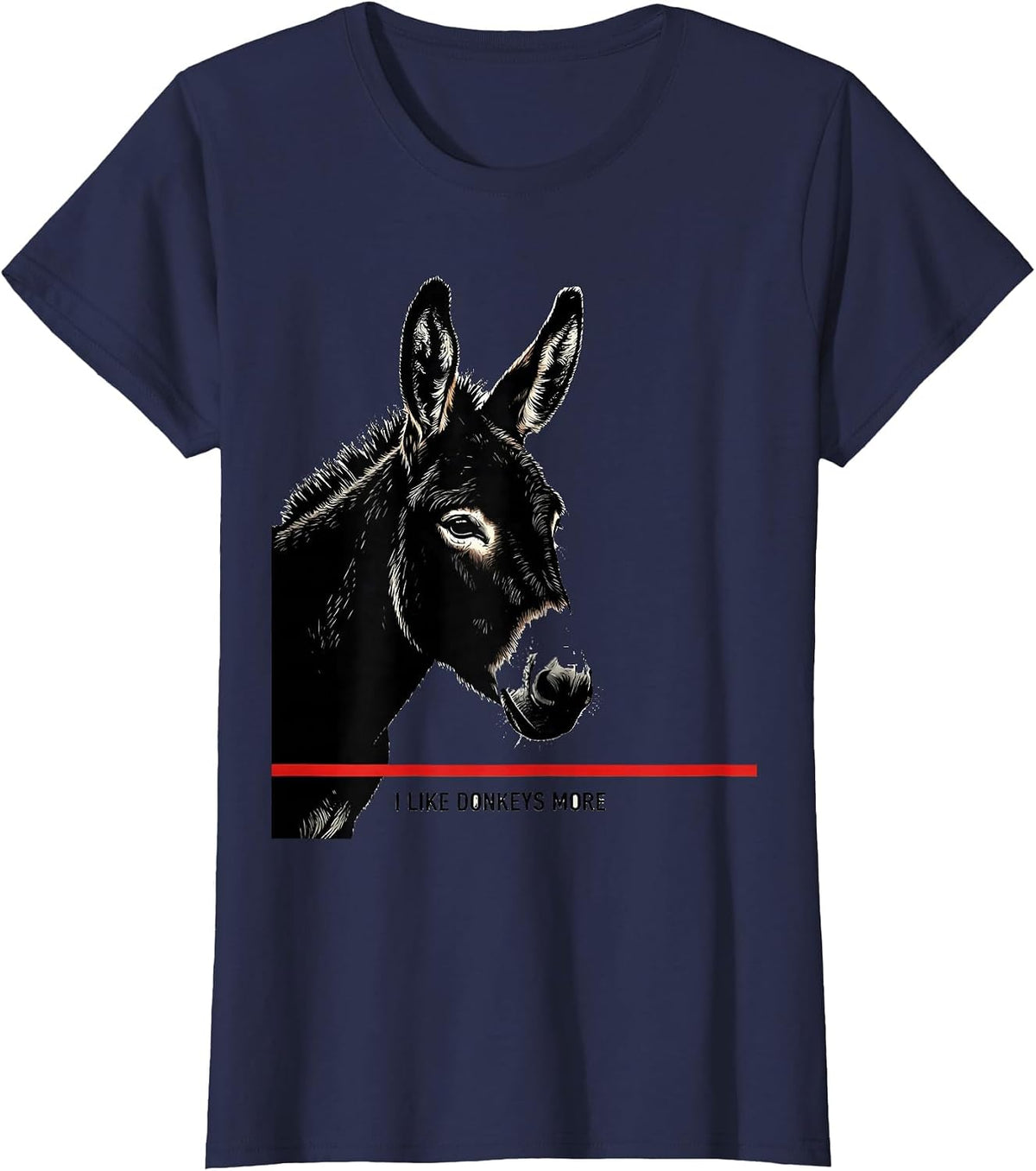 Women's I Like Donkeys More Funny Farm Animal Humor Donkey Lover T-Shirt - Navy Blue