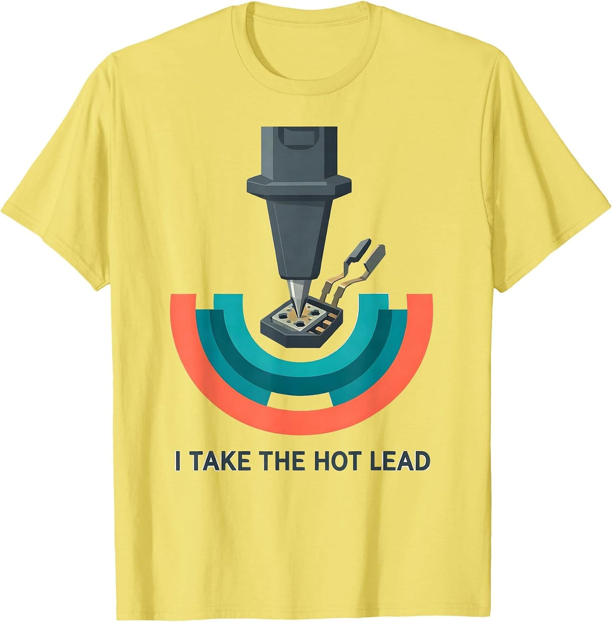 Men's I Take The Hot Lead Funny Electrician Lineman Skeleton Trade T-Shirt - Lemon Yellow