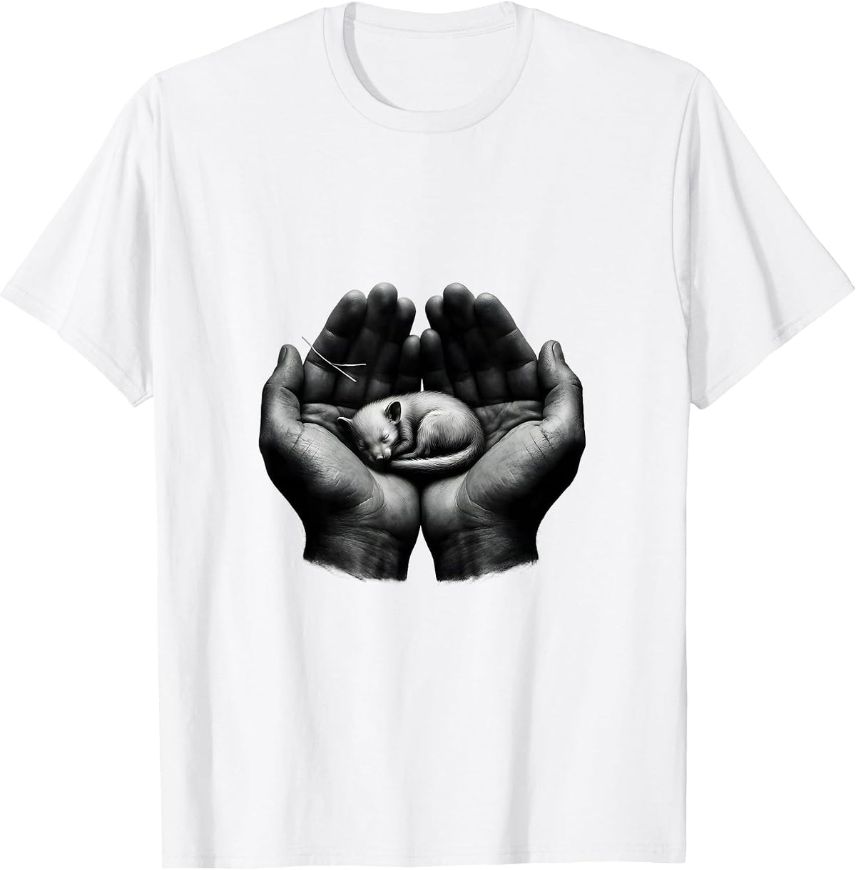 Men's Hand Cradle Animal Care Vet Tech Humor Appreciation T-Shirt - White