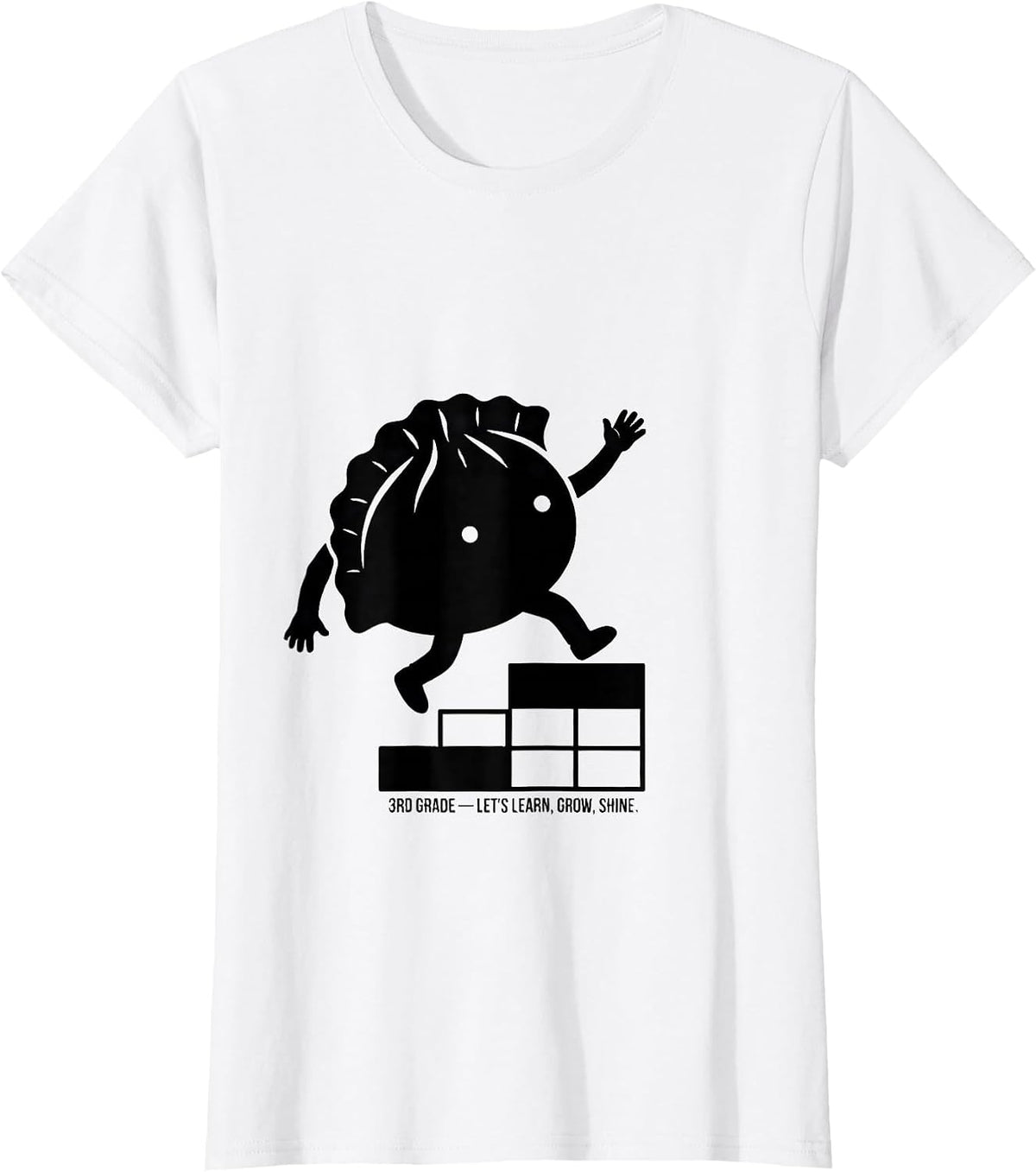 3rd Grade Let's Learn Grow Shine Cute Dumpling Back T-Shirt - White
