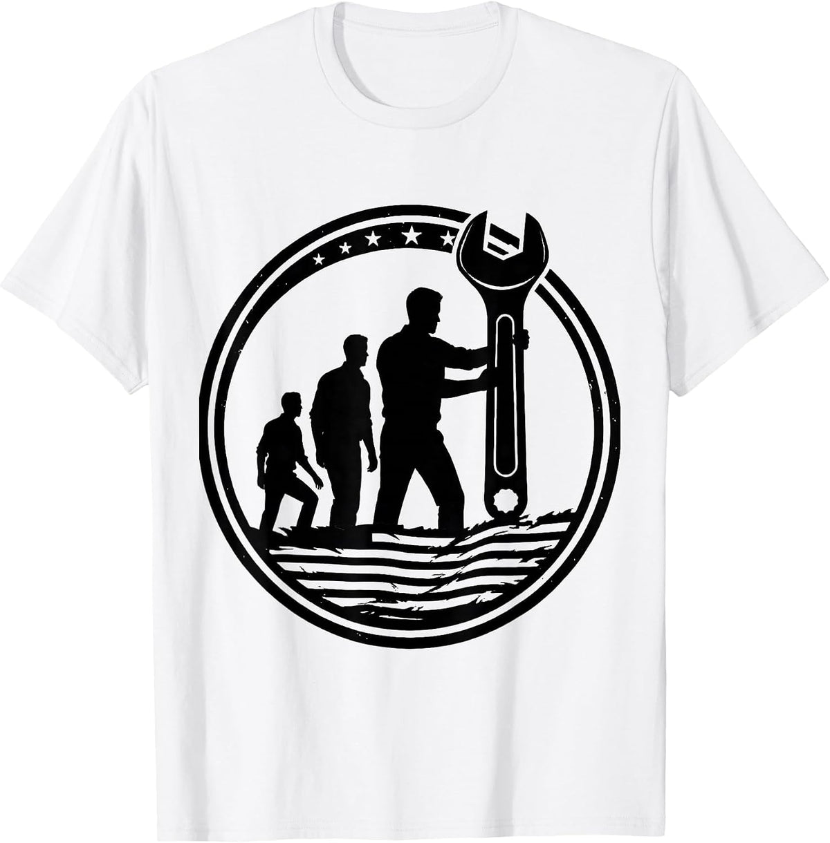 Men's Sealed Mechanic Badge Oilfield Worker Patriotic Tough Labor T-Shirt - White