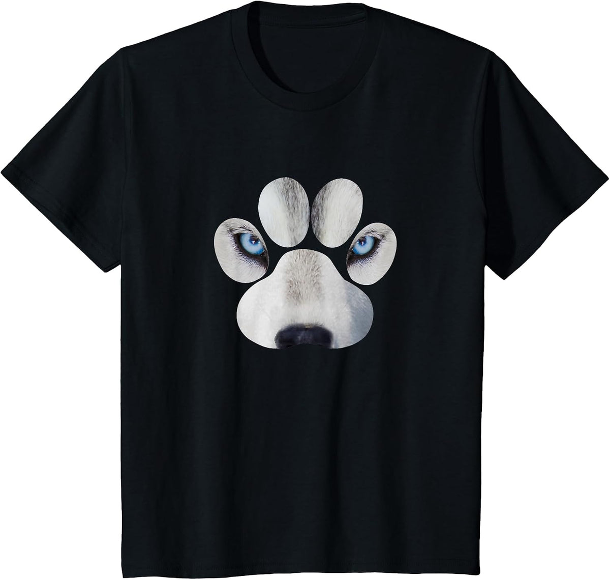 Siberian Husky Eyes Awesome Cute Huskies Paw Face T-Shirt - Black