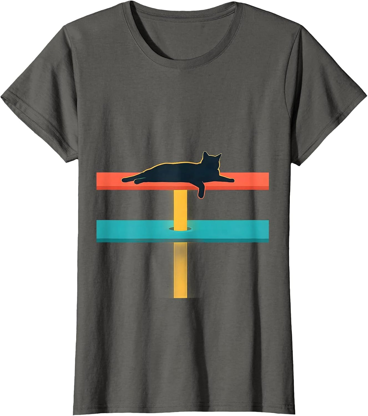 Women's Relaxed Cat Quantum Physics Science Geek Humor T-Shirt - Asphalt Grey