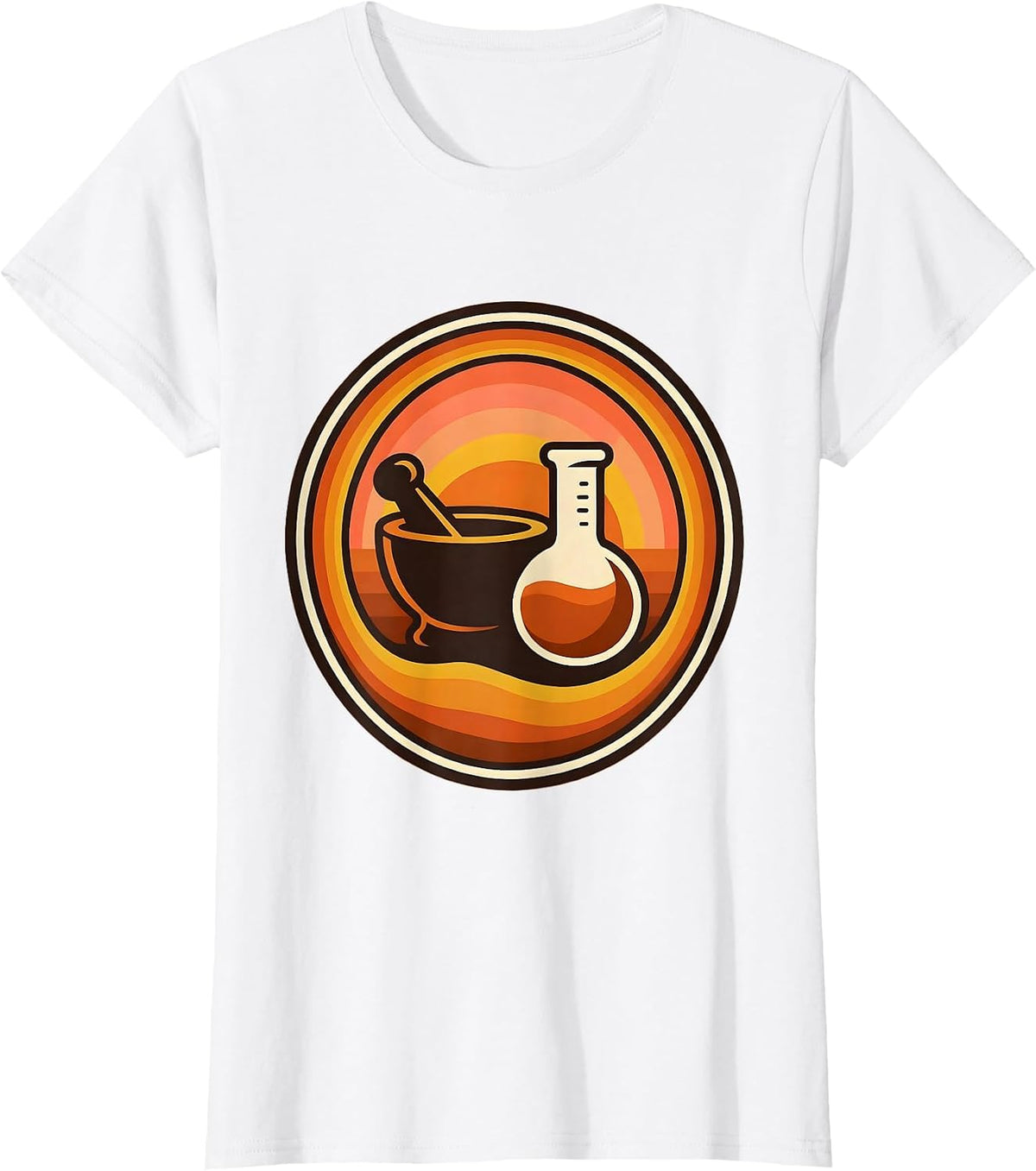 College Chemistry Mortar Pestle Flask Graphic T-Shirt - White