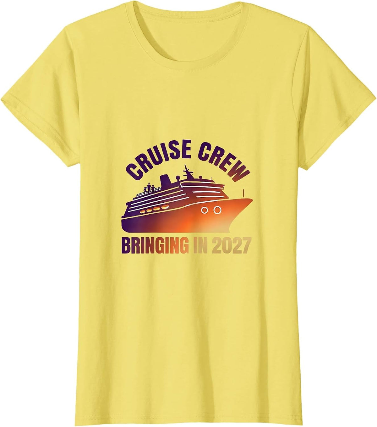 Cruise Crew Bringing In 2027 Family Matching New Year Party T-Shirt - Lemon Yellow