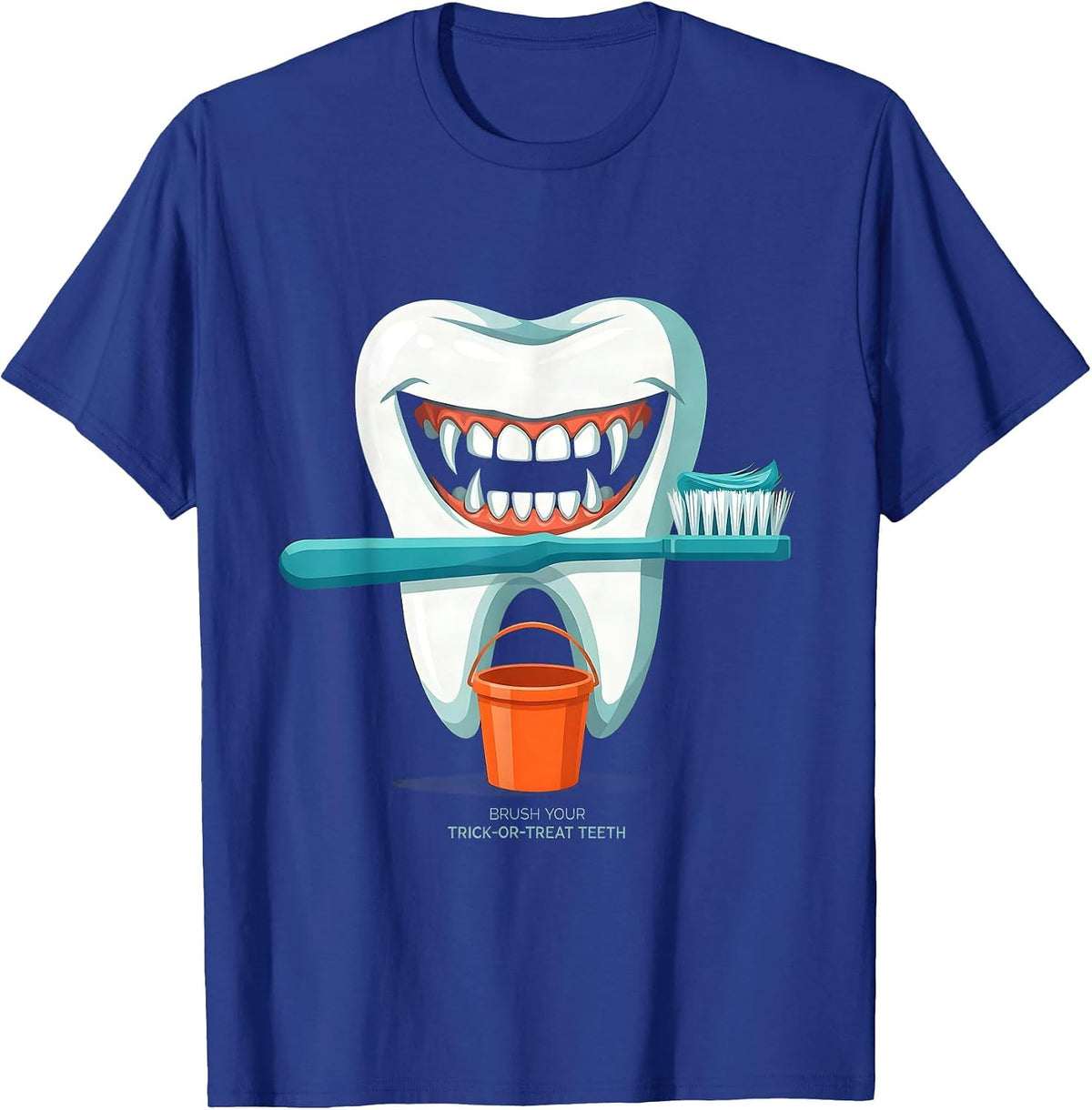 Brush Your Trick-or-Treat Teeth Funny Dental Hygienist T-Shirt - Royal Blue
