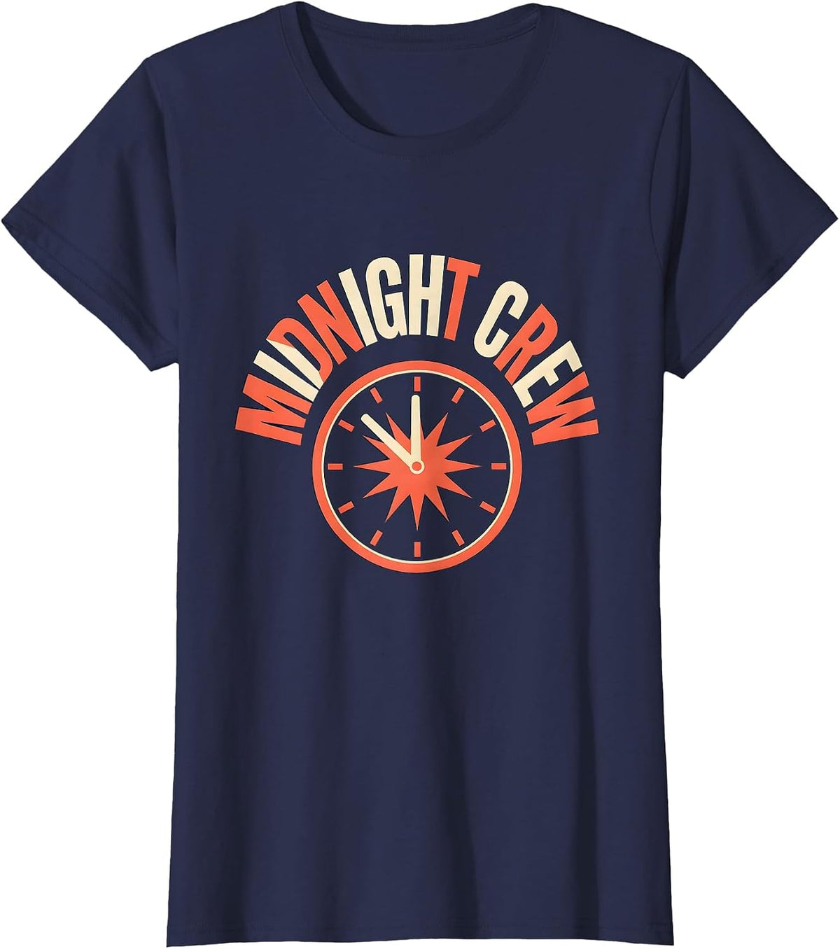 Women's Midnight Crew Festive New Year's Eve Party Nurse Crew T-Shirt - Navy Blue