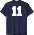 Number 11 Sports Jersey Player #11 Fan Back Print Varsity T-Shirt - Navy Blue
