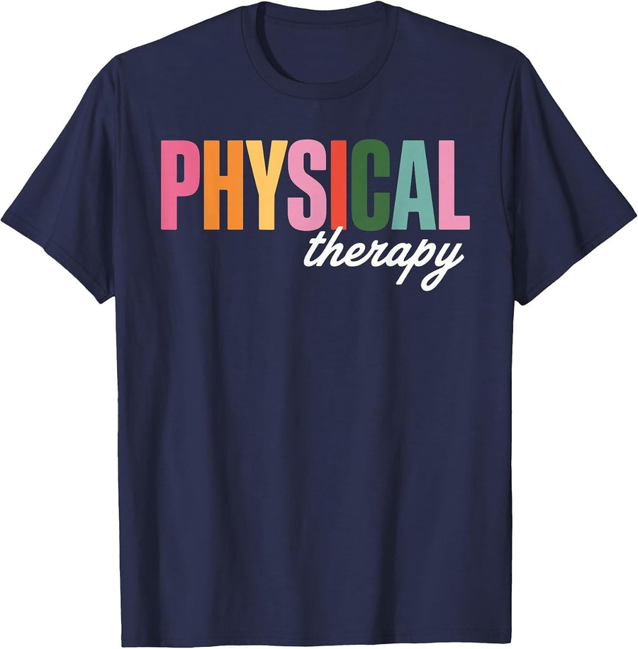 Physical Therapy Art for Men Women PT Physical Therapist T-Shirt - Navy Blue