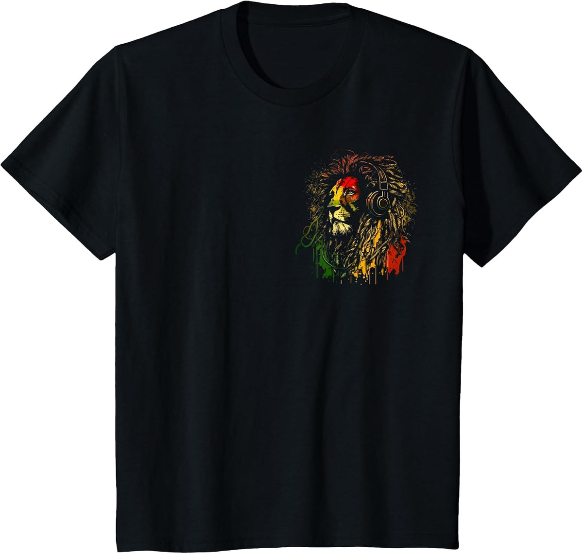 Rasta Reggae Lion of Judah Rastafarian Pride Reggae Lion T-Shirt - Black