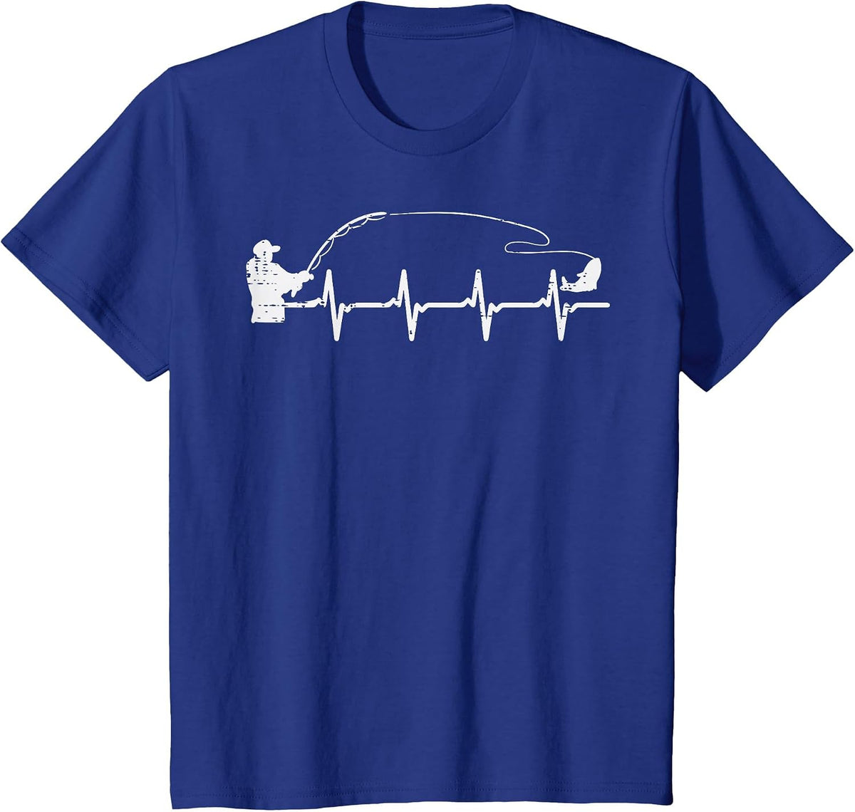 Fisherman Heartbeat Fishing Angler Men Boys Kids Women Youth T-Shirt - Royal Blue