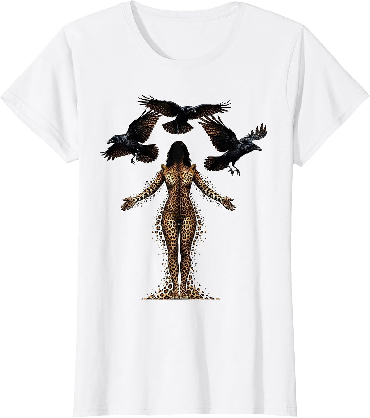 Camo Warrior Ravens Circling Graphic Design T-Shirt - White