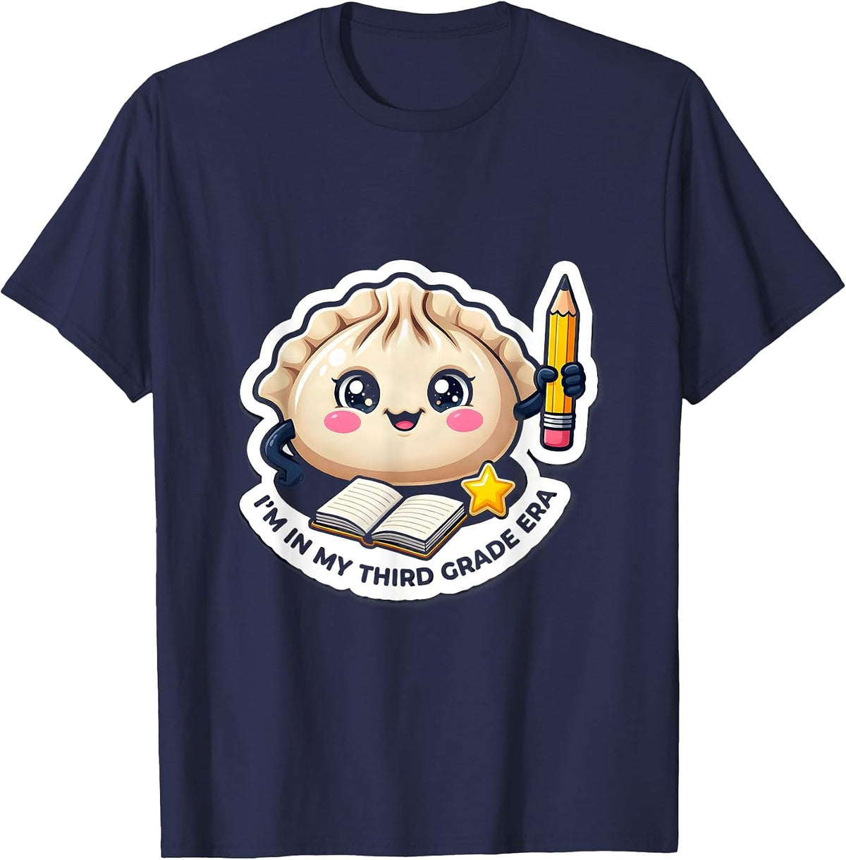Men's I'm In My Third Grade Era Cute Dumpling Back to School Girl T-Shirt - Navy Blue